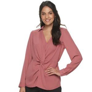 NWT APT 9 Collared Knot Front Blouse